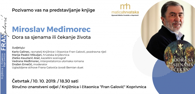 KC KNJIŽNICA Miroslav Međimorec predstavlja knjigu ” Dora sa sjenkama ili čekanje života”