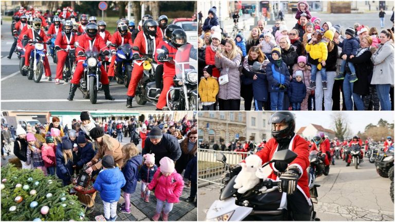 Moto Mrazovi stigli u Koprivnicu, vrećama punim slatkiša razveselili mališane