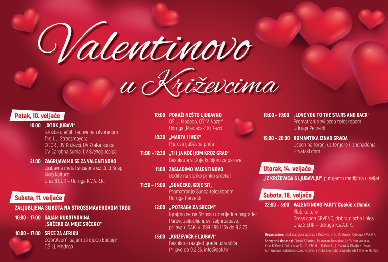 Brojna romantična događanja ovog vikenda povodom Valentinova u Križevcima