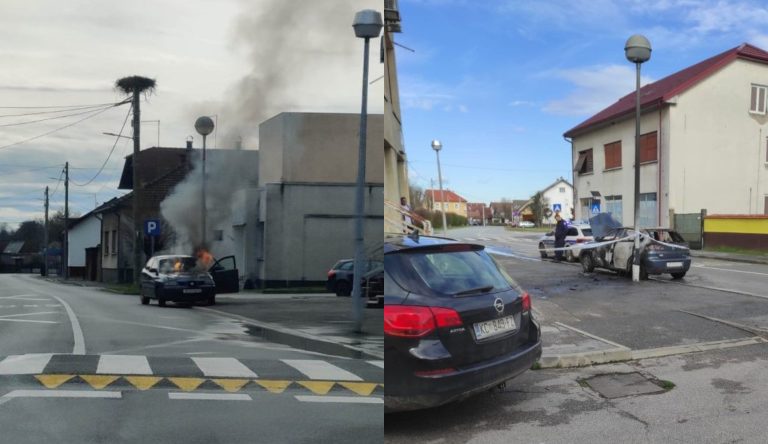 FOTO / Stala u pekaru pa joj izgorio automobil