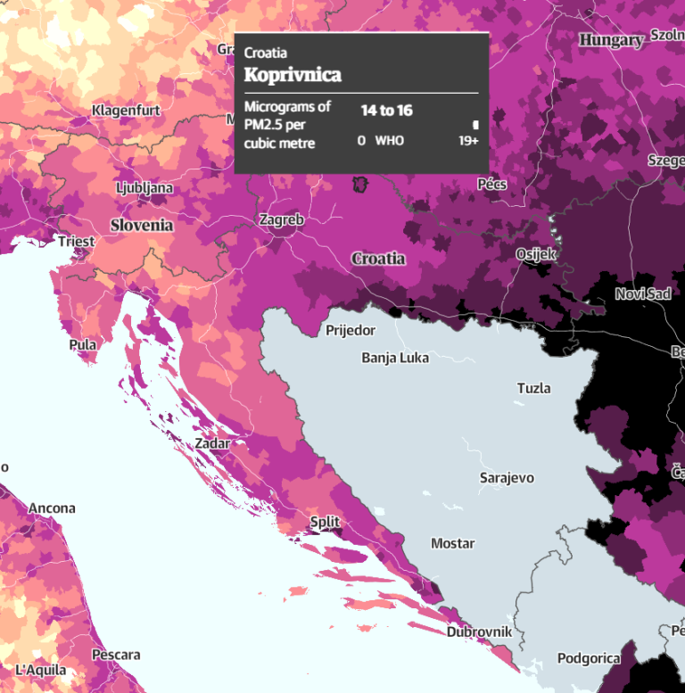 NA POPISU I KOPRIVNICA Svi u Europi udišu onečišćeni zrak, Hrvatska je na sredini ljestvice