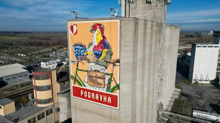Osvanuo novi mural na Podravkinom silosu, prostire se na 300 kvadratnih metara