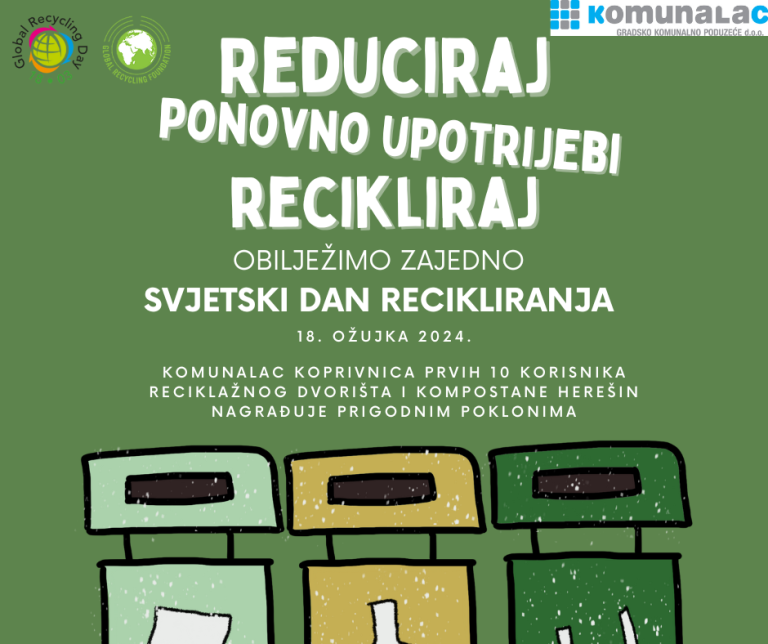 Svjetski dan recikliranja Komunalac će obilježiti prigodnim poklonima i radionicom za djecu