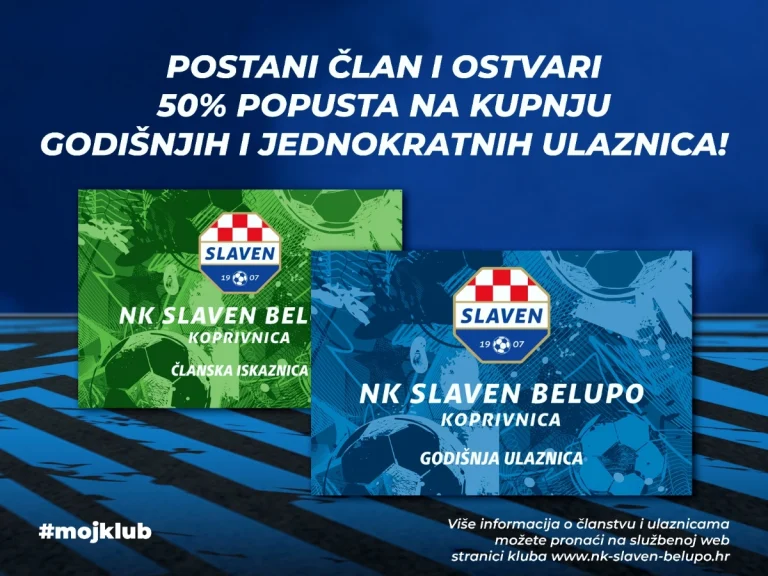 U prodaji godišnje karte, postani član kluba i ostvari popust 50% NA KUPNJU ULAZNICA