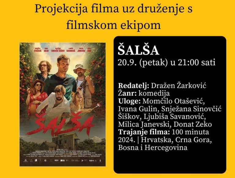 Odgađa se besplatna projekcija filma “Šalša” zbog bolesti glumca, poznat je novi termin