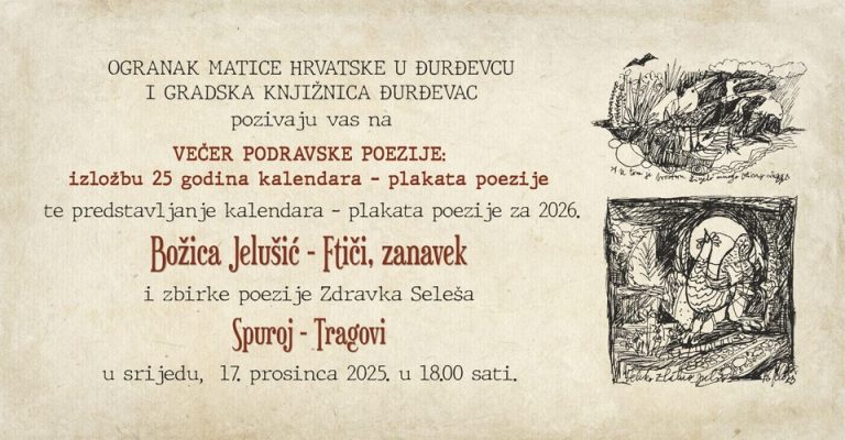 Izložba 25 godina kalendara, poezije i promocija nove zbirke poezije u Đurđevcu