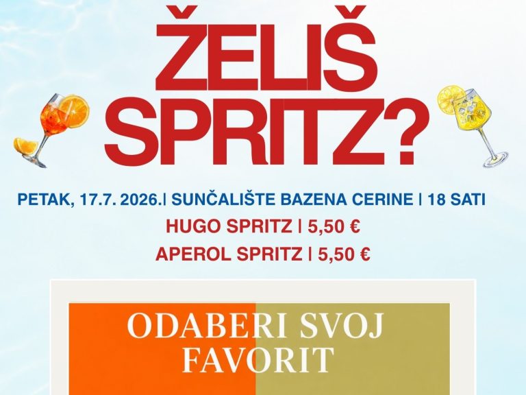 Želiš Spritz? Odaberi svog favorita na Sunčalištu Bazena Cerine